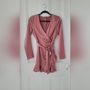 Rose colored satin Altar'd State dress